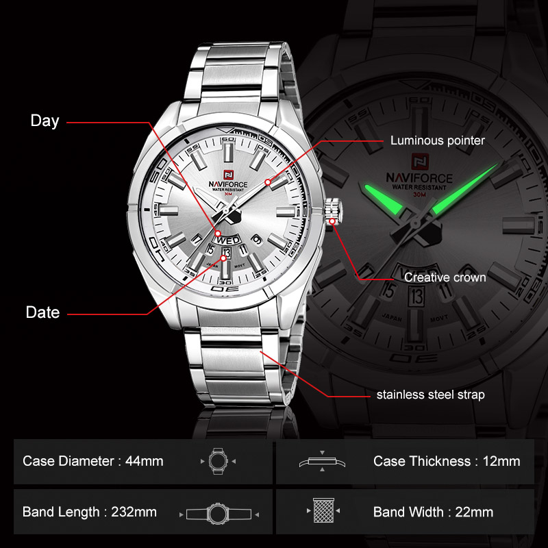 NAVIFORCE Brand Men Watches Fu - Luxury Watch Maker review and price